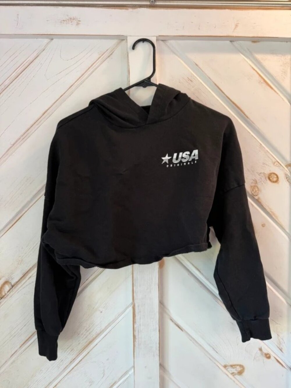 H&M Divided Black USA Originals Cropped Hoodie Womens S